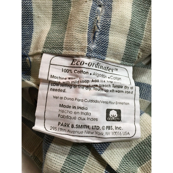 Park B Smith Blue Green Cream Block Plaid Std Shams (2) Linen-Look Cotton - Picture 9 of 10